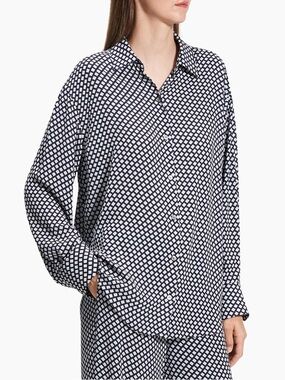 Theory Oversized Shirt In Geo Block Print Sapphire, Multicolour Size M